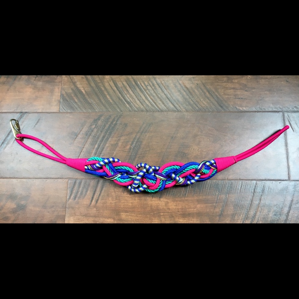 Unique woven pink and blue knot belt size M